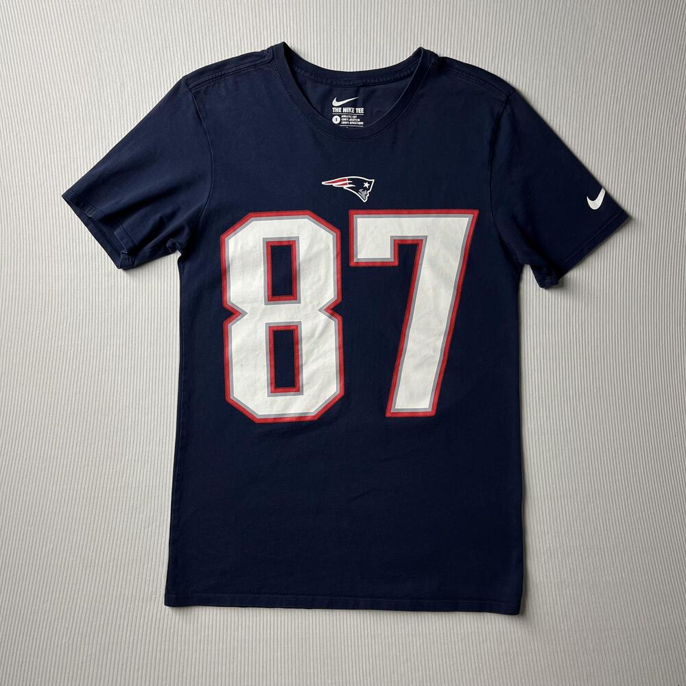New England Patriots Shirt Mens Small Blue NFL Football Gronkowski 87 Nike